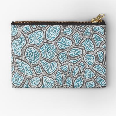 Blue and Blue Abstract Drawing: Water Droplets on Oil
