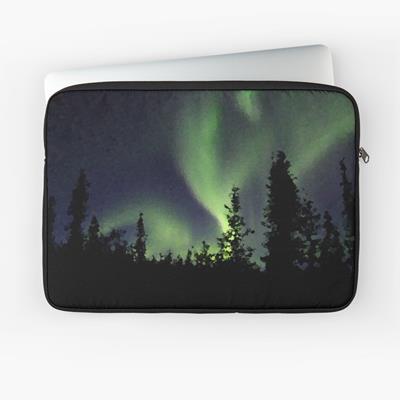 Northern Lights Over Forest