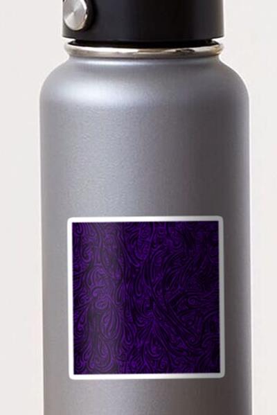Swirling Abstract Line Art in Black on Purple