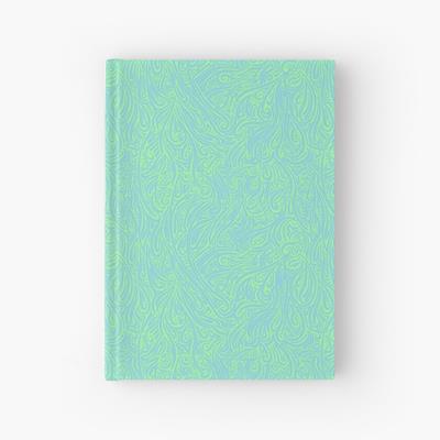 Swirling Abstract Line Art in Light Blue on Green